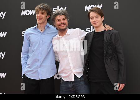 Matteo Giuggioli, Sydney Sibilia, and Elia Nuzzolo are attending the Photocall SKY Program at Barberini Palace in Rome, Italy, on July 19, 2024 (Photo by Domenico Cippitelli/NurPhoto). Stock Photo