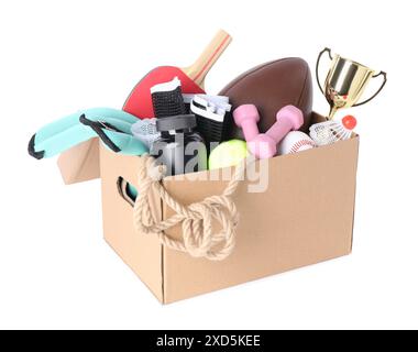 Box of unwanted stuff isolated on white Stock Photo