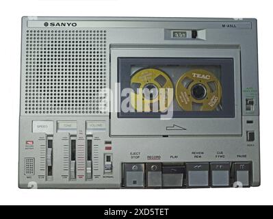 Itterbeck, Germany May 23 2024 - A retro portable cassette recorder van Sanyo Stock Photo