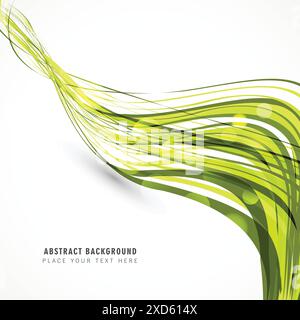 background with shiny green waves Stock Vector