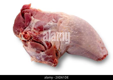 Raw turkey thigh  isolated on white with clipping path included Stock Photo