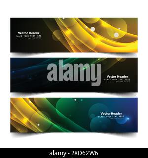 shiny colorful headers vector design illustration Stock Vector