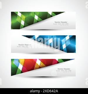 colorful geometrical headers vector design illustration Stock Vector
