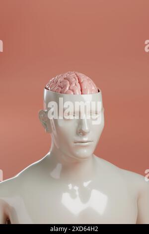 Sculpture Of A Man With His Head Open And His Brain Exposed With Copy