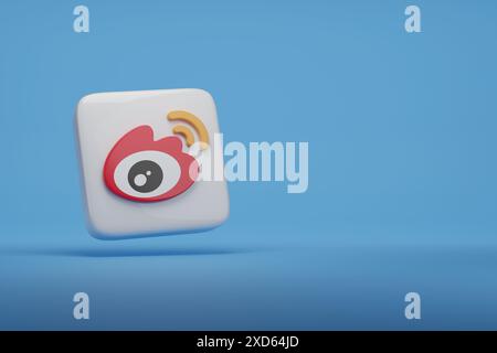 Buenos Aires, Argentina - June 20th 2024: Weibo three-dimensional logo with copy space. 3d illustration. Stock Photo