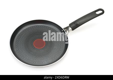 Black frying pan isolated on a white background Stock Photo