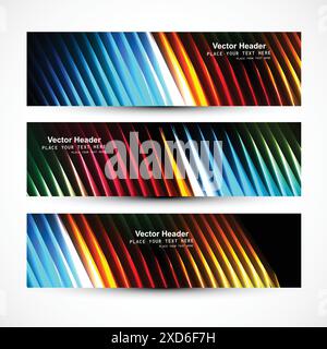 glowing colorful headers vector design illustration Stock Vector