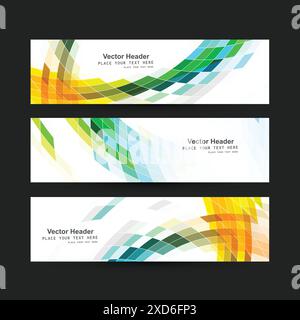 colorful mosaic headers vector design illustration Stock Vector