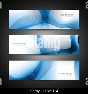 blue wavy headers vector design illustration Stock Vector