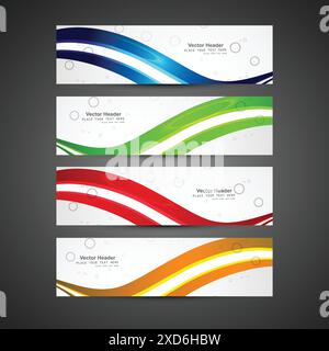 banners with colorful waves vector design illustration Stock Vector