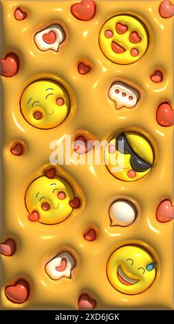 3d emoji inflated. Vertical wallpaper for social media, stories, smartphones. World emoji day Stock Vector