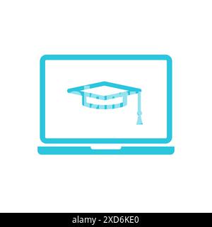 E-learning icon. Portable computer. Isolated on white background. From blue icon set Stock Vector