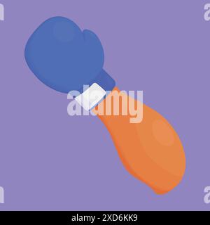 Blue Boxing glove icon vector. Boxing glove on fighter hand. fighter arm with boxing glove Stock Vector