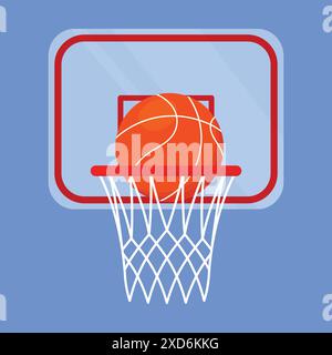 basketball hoop with ball vector icon. Basketball game basket hoop net ball illustration. Basketball Hoop goal net. Stock Vector