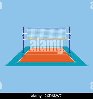 Volleyball court floor vector icon. Volleyball net. Volleyball sports floor net Stock Vector