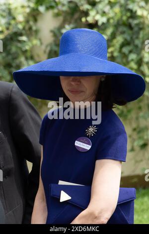 Ascot, UK. 20th June, 2024. Lady Sarah Chatto, the daughter of the late Princess Margaret, attends Ladies Day at Royal Ascot, Ascot Racecourse, Berkshire. Credit: Maureen McLean/Alamy Live News Stock Photo