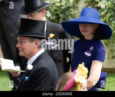 Ascot, UK. 20th June, 2024. Lady Sarah Chatto (R)  the daughter of the late Princess Margaret, attends Ladies Day at Royal Ascot, Ascot Racecourse, Berkshire. Credit: Maureen McLean/Alamy Live News Stock Photo