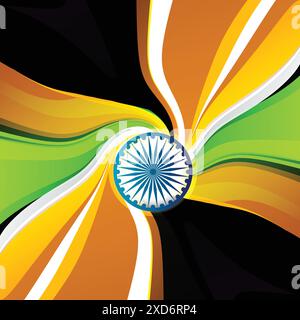 wavy tricolor indian flag vector design illustration Stock Vector Image ...