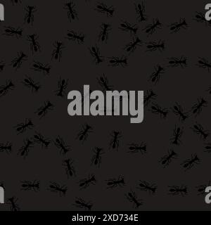 Ant trail seamless pattern. Insect invasion concept. Stock Vector