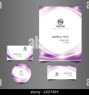 elegant Business Stationery Set in creative style with modern shape design Stock Vector