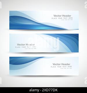 blue wavy abstract banners set vector design illustration Stock Vector