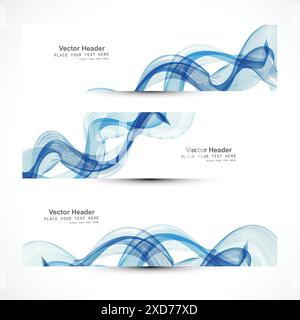 blue curvy abstract banners collectoin Stock Vector