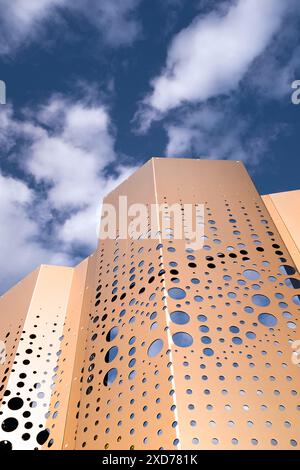 WA24927-00....WASHINGTON - Sculpture in Spokane's River Front Park simulating culumber basalt formations. Stock Photo