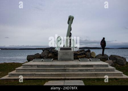 Anchor from HMCS Bonaventure displayed at Point Pleasant Park in Halifax, Nova Scotia, Canada Stock Photo