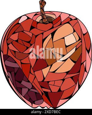 Apple in stained glass technique. Vector illustration Stock Vector