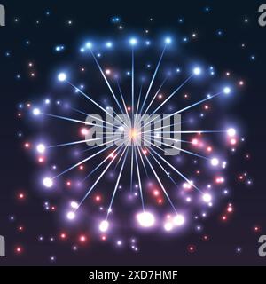 Bright fireworks exploding in the night sky Stock Vector
