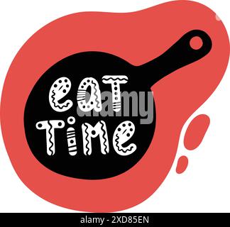 Cook time logo badge, eat plate clock time for food. Dish watch empty ...