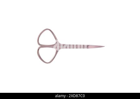 Closeup of small metal scissors for nail clipping isolated on white background. Stock Photo