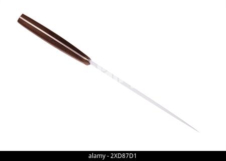 Closeup of large kitchen knife isolated on white background. Stock Photo