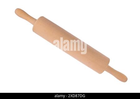 Closeup of rolling pin isolated on white background. Stock Photo