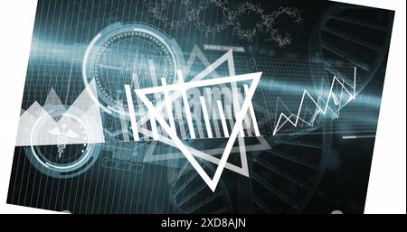 Image of triangles, tatistics and data processing Stock Photo