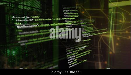 Image of data processing against computer server room Stock Photo
