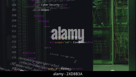 Image of data processing against computer server room Stock Photo