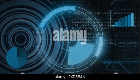 Image of scopes scanning and data processing over black background Stock Photo