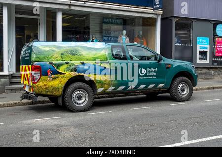United Utilities vehicle van truck parked in the street Ambleside Cumbria England UK United Kingdom GB Great Britain Stock Photo