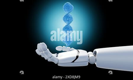 3d rendering of robotic hand and a floating DNA helix Stock Photo - Alamy