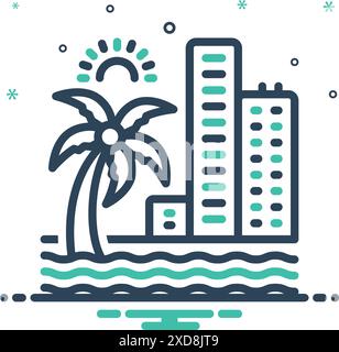 Icon for coast,beach Stock Vector