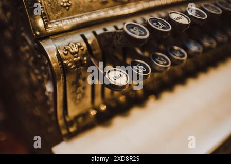 close up of vintage cash register Stock Photo