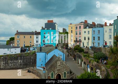 Ominous clouds over Tenby, Pembrokeshire, Wales. Stock Photo