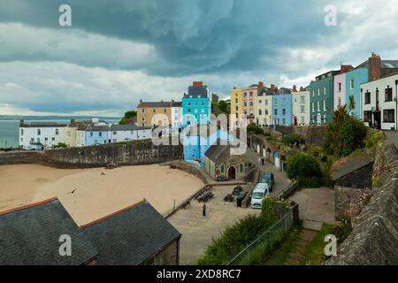 Ominous skies over Tenby, Pembrokeshire, Wales. Stock Photo