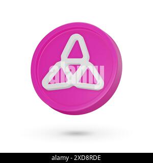 3D coin. Cryptocurrency symbol Taiko LTC. 3D Vector icon. Illustration isolated on a white background. Stock Vector