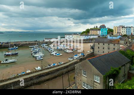 Stormy skies over Tenby Harbour in Pembrokeshire, Wales. Stock Photo
