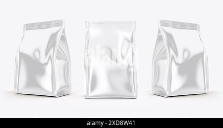 Coffee Bag Packaging Mockup 3D Rendering Isolated on White Background ...