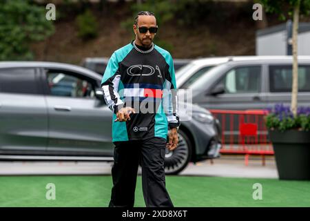 Montmelo, Spain, 21st Jun 2024, Lewis Hamilton, from the United Kingdom competes for Mercedes F1. The build up, round 10 of the 2024 Formula 1 championship. Credit: Michael Potts/Alamy Live News Stock Photo