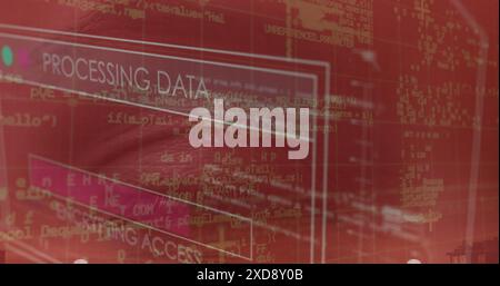 Image of interface with data processing against close up of a female eye Stock Photo