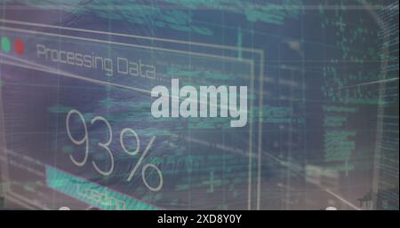 Image of changing numbers with texts and changing numbers over computer language on human eye Stock Photo